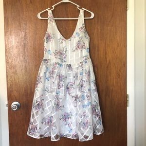White Floral Fit and Flare Dress
